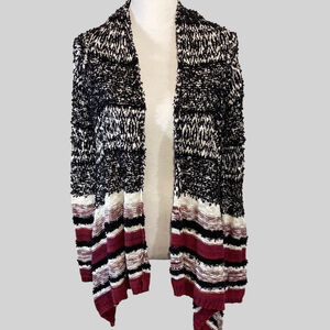 American Rag Cardigan Waterfall Open Front Black, Red and White‎ Size Small